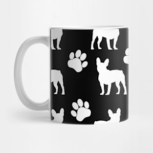 Black and White French Bulldog Pawprint Pattern Mug